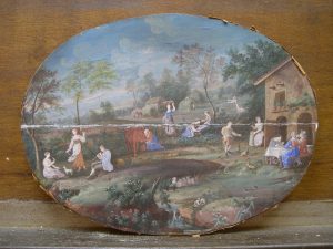 Collage du panneau et masticage des lacunes (enduit blanc de bouchage)